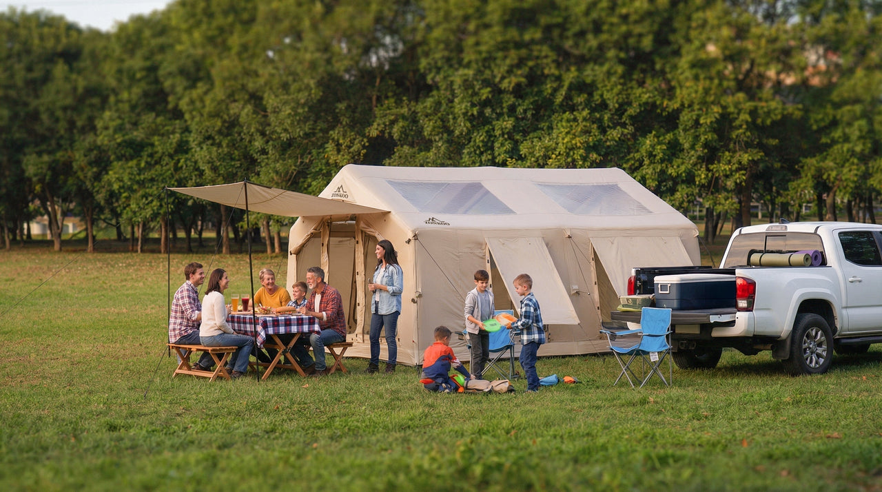 Zempire Evo TL V2 vs ZONKOO Draco: Which Large Inflatable Tent Is Better for Long-Term Family Camping?