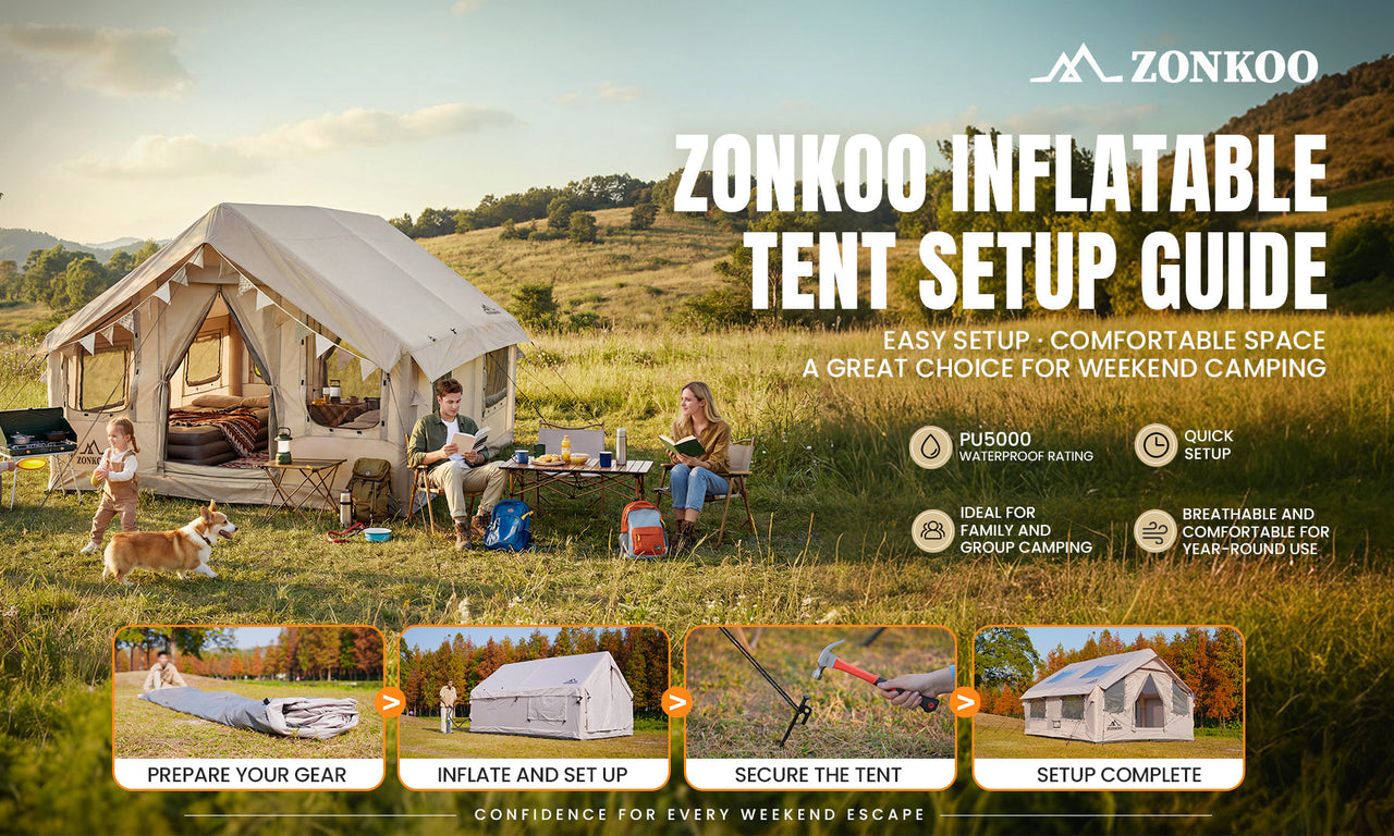 Zonkoo Inflatable Tent Instructions | Setup, Use, and Storage Guide
