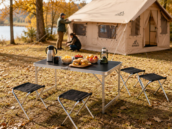 Folding Camping Table with 4 Stools