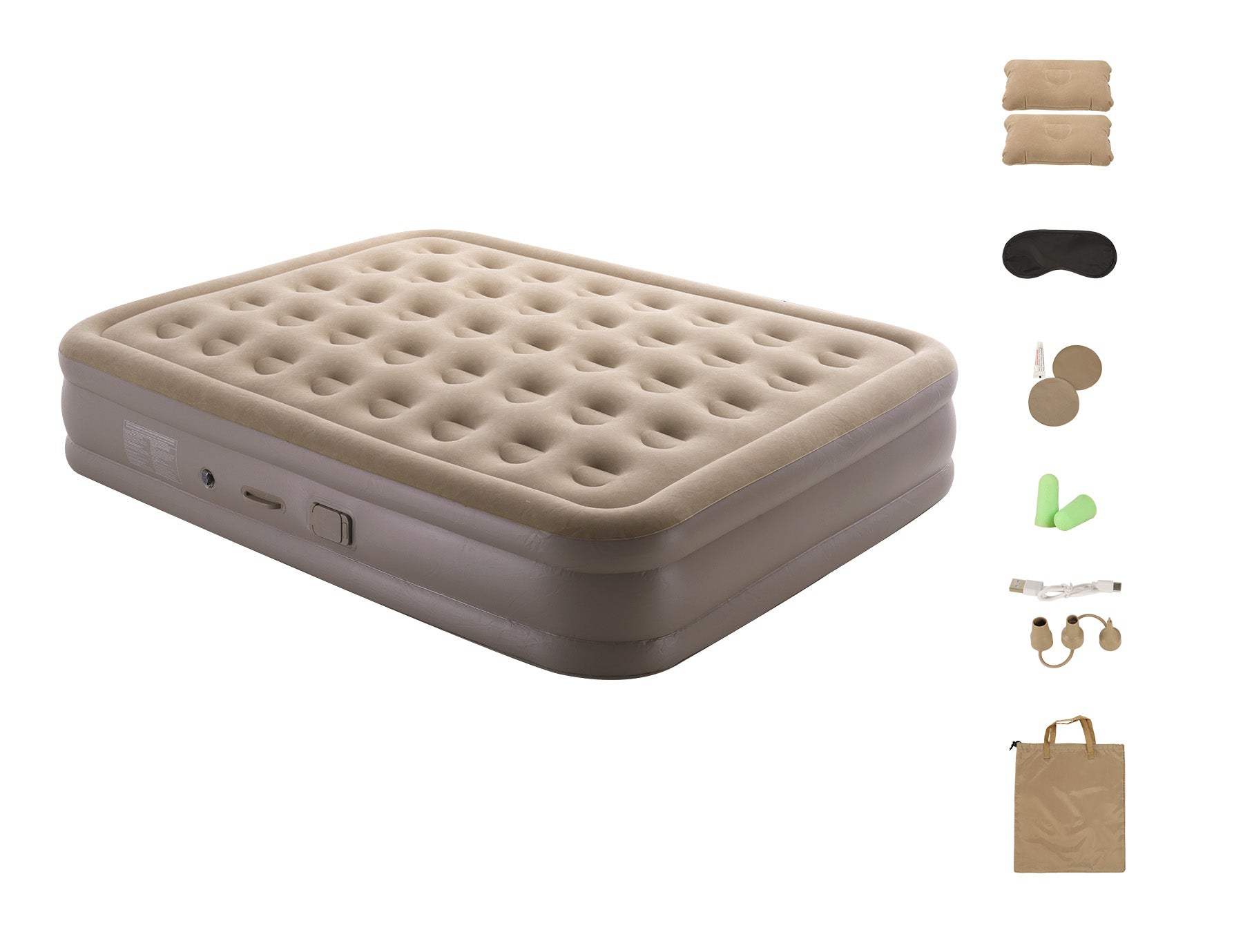 Double High Air Mattress with Built-in Pump