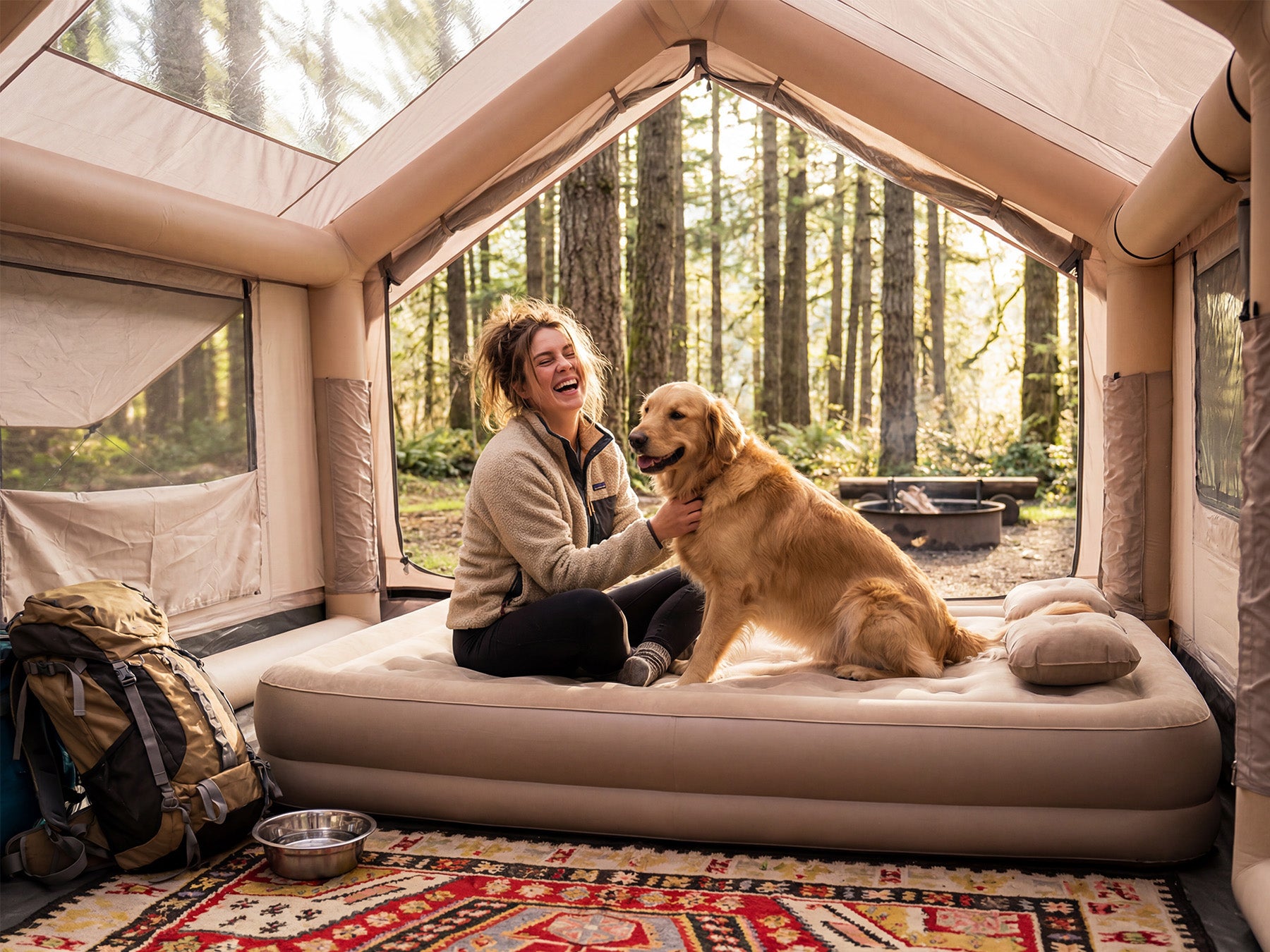 Double High Air Mattress with Built-in Pump